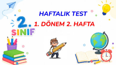 2. sınıf haftalık mini test 1. dönem 2. hafta dökümanı,
