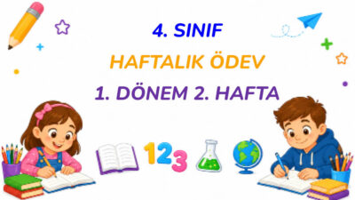 4. sınıf haftalık ödev 1. dönem 2. hafta çalışması; Türkçe,